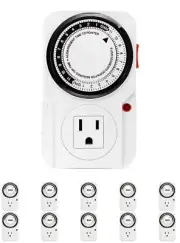iPower Mechanical Outlet Timer 24 Hour Plug-in with Programmable Switch 10 Pack