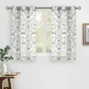 Linen Curtains 40 inch Length for Small 34"W x 40"L (Pack of 2) Greyish Blue