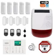 Wireless Home security WiFi app Control DIY Office Alarm System + Solar Siren