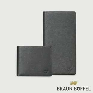 【BRAUN BUFFEL 德國小金牛】台灣總代理 羅格-A 4卡零錢袋皮夾-黑色/BF538-315-BK