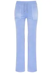 Juicy Couture Del Ray Logo Velour Sweatpants - Mid Blu - M (UK12 / M) M (UK12 / M)