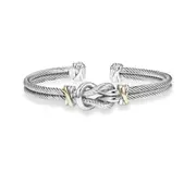 18k Yellow Gold And Sterling Silver Love Knot Cuff Bangle Bracelet