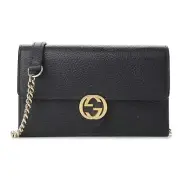 Gucci Marmont Black Dollar Calfskin Leather Interlocking GG Bag NEW