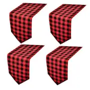 4 Pack Buffalo Check Table Runners Red and Black Plaid Table Runner for