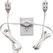 , Twin Extension Cord Power Strip - 12 Foot Cord - 6 Feet on Each Side - Flat He