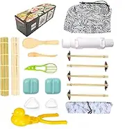 Sushi Making Kit 23 Piece DIY Sushi Maker Tools with Sushi Bazooka Sushi Roller Sushi Roller Onigiri Mold Chopsticks Triplet Sauce Bowl with Instructions