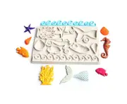 ishuif Fondant Mold Non-sticky Easy Release DIY Mermaid Tail Shell Silicone Cup Cake Decoration Mould for Kitchen-White