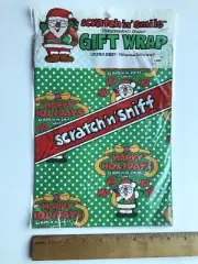 Vintage Christmas Scratch and Sniff Gingerbread Scent Wrapping Paper