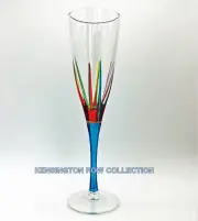 POSITANO CHAMPAGNE FLUTE - TURQUOISE STEM - HAND PAINTED VENETIAN GLASSWARE
