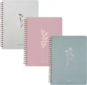 Amythe Pack of 3 Bobbins Notebook A5 Lined Diary 80 Sheets / 160 Pages for Writing, 100 g/m² College Lined Paper, White + Pink + Green