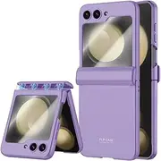 for Samsung Galaxy Z Flip 5 Case, Hinge Protection, Built-in Screen Protector, Wireless Charging, Shockproof, Anti Scratch Slim Phone Protective Cover for Galaxy Z Flip 5, 2023 Purple