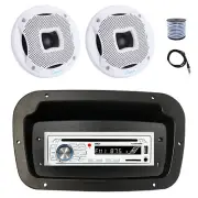 Pyle Marine CD Radio,Adapter,Spa Bezel, Antenna,Wire, 2x 6.5" 450W White Speaker