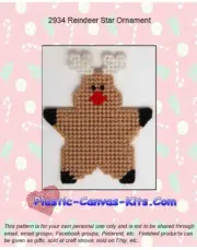 Reindeer Star Ornament- Plastic Canvas Pattern or Kit