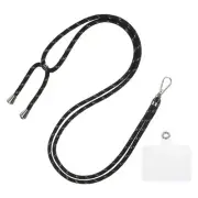 Phone Lanyard Adjustable Neck Lanyard with Transparent Patch Black Gold