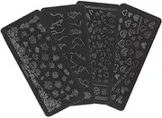 BIUDECO Nail Art Stencil Kit 4pcs Rectangle Nail Art Stamps Manicure Tools Hand