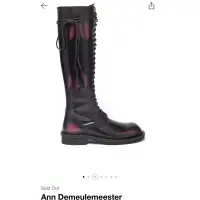 在飛比找蝦皮購物優惠-Ann demeulemeester 酒紅色渲染長靴