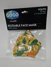 GoGo Reusable Face Mask by Shedrain Dinos Facemask Dinosaurs YOUTH SIZE Washable