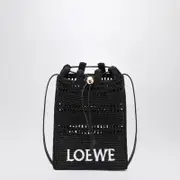 [Loewe] Black raffia drawstring pouch One size Black