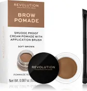 Makeup Revolution Eyebrow pomade with double-ended brush soft brown