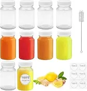 XWCHASA Pack of 10 Shot Bottles for Filling, 2 oz/60 ml Mini Shot Glass Bottles with White Lid, Reusable Small Bottles for Filling with Labels for Ginger, Juice, Spices