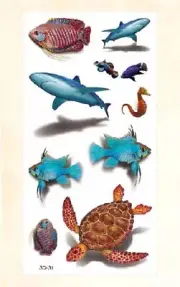 waterproof tatoo women 3D turtle fish sharp sea life temporary tattoo