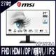 MSI PRO MP273A 美型螢幕(27型/FHD/HDMI/DP/喇叭/IPS)