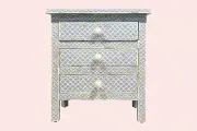 bone inlay fishscale bedside table grey inlay bedside handmade bedside table