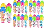 Prefilled Easter Eggs with Plush Bunny Toys Stuffed Animals Rabbits Bulk Basket Fillers, Set of 36