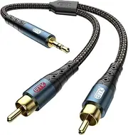 EMK 3.5mm to 2RCA Cable 24K Gold-Plated Nylon Braided RCA to Auxiliary Stereo Audio Headphone Male to Male 1/8 to RCA Cord for Tablet,Subwoofer,Home Theater,DVD Speaker,MP3/MP4,Player 6.6ft/2m
