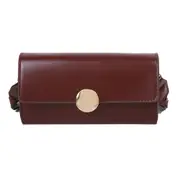 Portable Women Small Shoulder Bag Handbag Lady Travel Retro Solid Color PU Purse for Outdoor Shopping Traveling Supplies