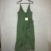 Cooper St Dress Womens 12 Green Wined In The Willows Drape Ruffle NEW