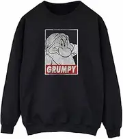 [Snow White And The Seven Dwarfs] Mens Grumpy Poster Sweatshirt (UK Size: S) (Black)