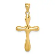 14k Yellow Gold Polished Rounded Edge Cross Pendant