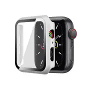 ZUSLAB Apple Watch Series 3 2 1 38mm JX Hard PC Case with Tempered Glass Screen Protector - Silver