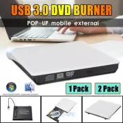2x External DVD Drive USB 3.0 Portable CD DVD +/-RW Slim CD Rom Rewriter Burner