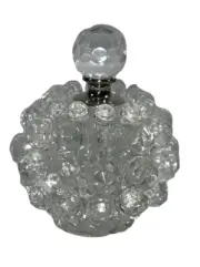 Vintage 80’s Crystal Faceted Perfume Bottle With Glass Applicator Collectable