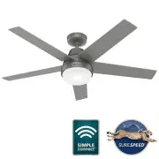Hunter 52" Aerodyne Wi-Fi Ceiling Fan w/ LED Light & Remote Control Modern Smart