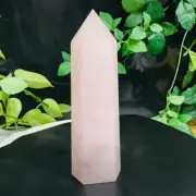1165g Natural Pink Quartz Crystal Obelisk Quartz Wand Point Tower Energy Healing