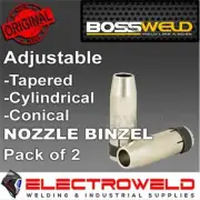 2x Bossweld Binzel BZ15 MB15 Conical Cylindrical Tapered Nozzle Torch 10 12 19mm