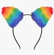 [NT-ling] Cute Cat Ears Headbands Rainbow Headwear Princess Hair Bands Hair Hoop Favors Holiday Cosplay Party Costume Hair Accessories For Girls Woman