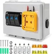 Power Distribution Box with Battery Adapter Fit for De.Walt 20V Battery, for RV Truck Trailer/Warehouse/Shed, with Pre-Installed Lines/Dual USB Charger/Low Voltage Protection, Battery Not Included