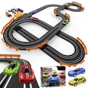 Wupuaait Slot Car Race Track Sets with 4 High-Speed Slot Cars, Battery or