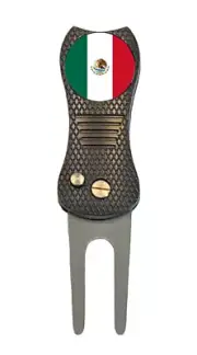 Mexico Flag Golf Ball Marker +Premium Switchblade Divot Tool
