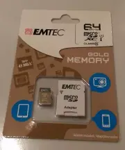 Emtec 64 GB Micro SD Card Class 10 Gold Memory