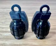 Valve Cap Hand Grenade Black Old School BMX