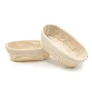 Set of 2 9.7 Inch Oval Rattan Bread Dough Sourdough Proofing Baskets with