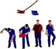 4X 1/64 Diorama Figures Character Repairman Handpainted Hobby Miniature Layout for Model Building Kits Kids Adults Gifts, Blue