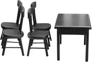 Set Miniature Wooden Dining Table Chairs Scale Doll House Mini Furniture Decorative Toy Set