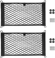 Seepong 2 Pack Large Cargo Net for Trunk, RV, Boats Storage Mesh Pocket Net with 4 Mounting Screw and Builtin Hooks 18 x 9.8 inch