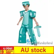 Kids 3 Pieces Set Minecraft Diamond Armour Cosplay Costume Book Week 3-14Years